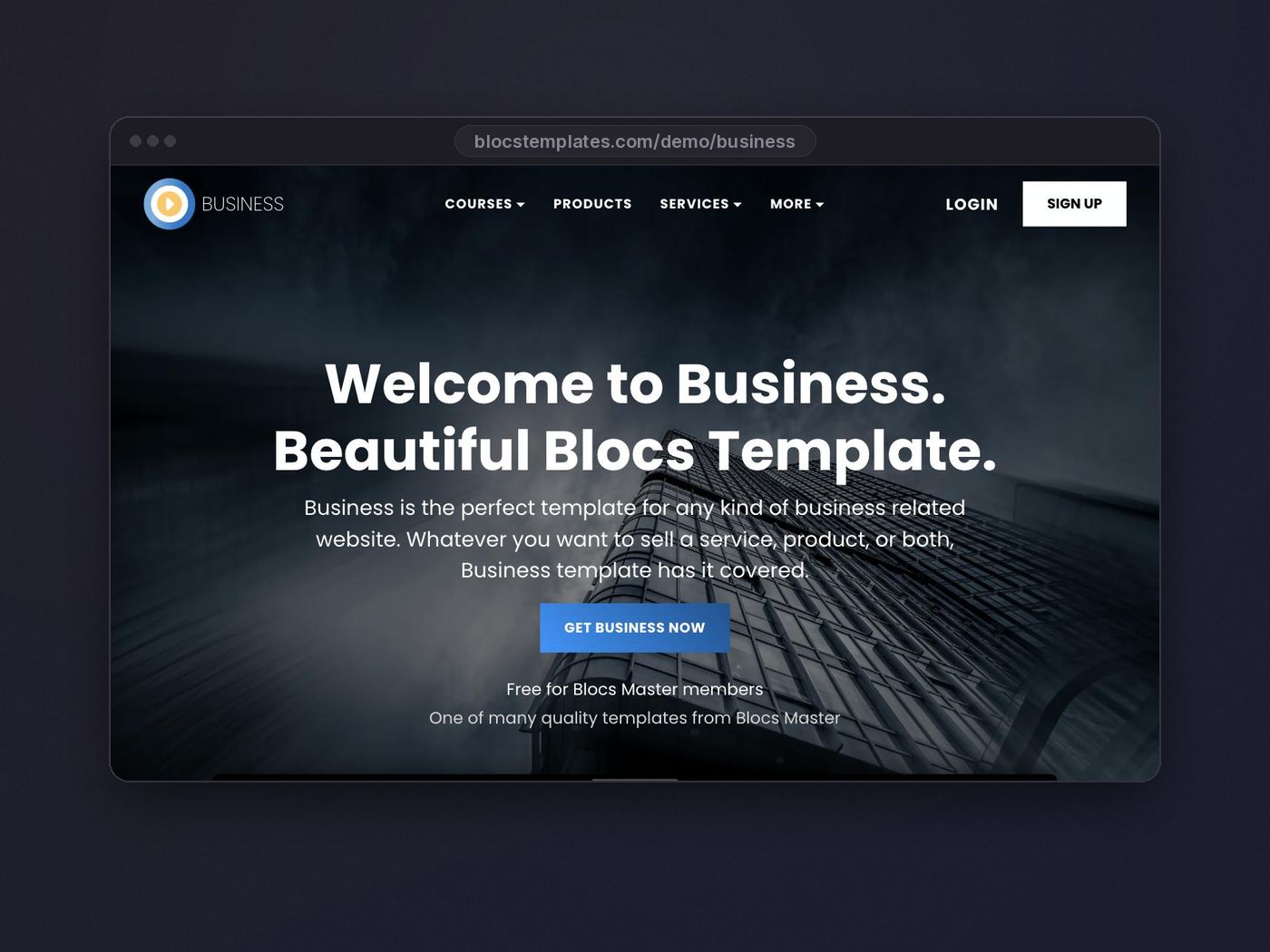 Business template for Blocs website builder
