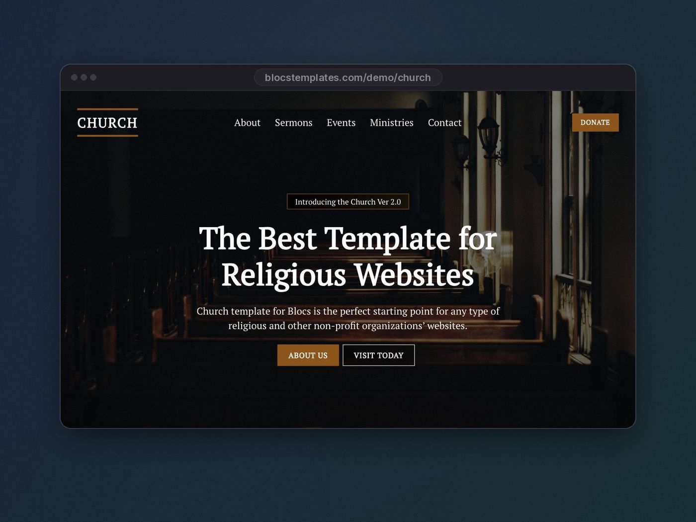 Church template for Blocs website builder