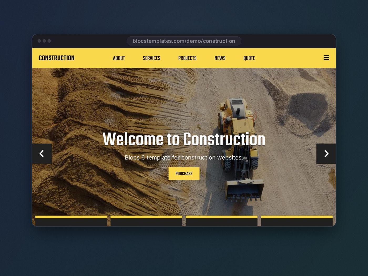 Construction template for Blocs website builder