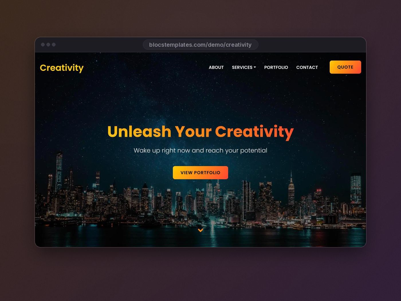 Creativity template for Blocs website builder