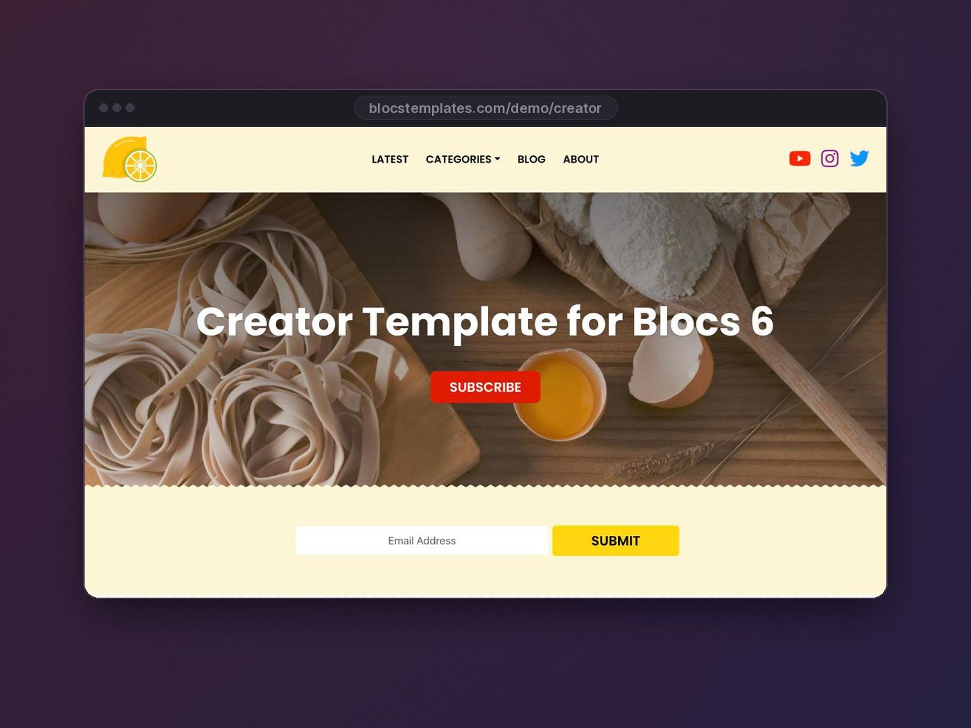 Creator template for Blocs website builder