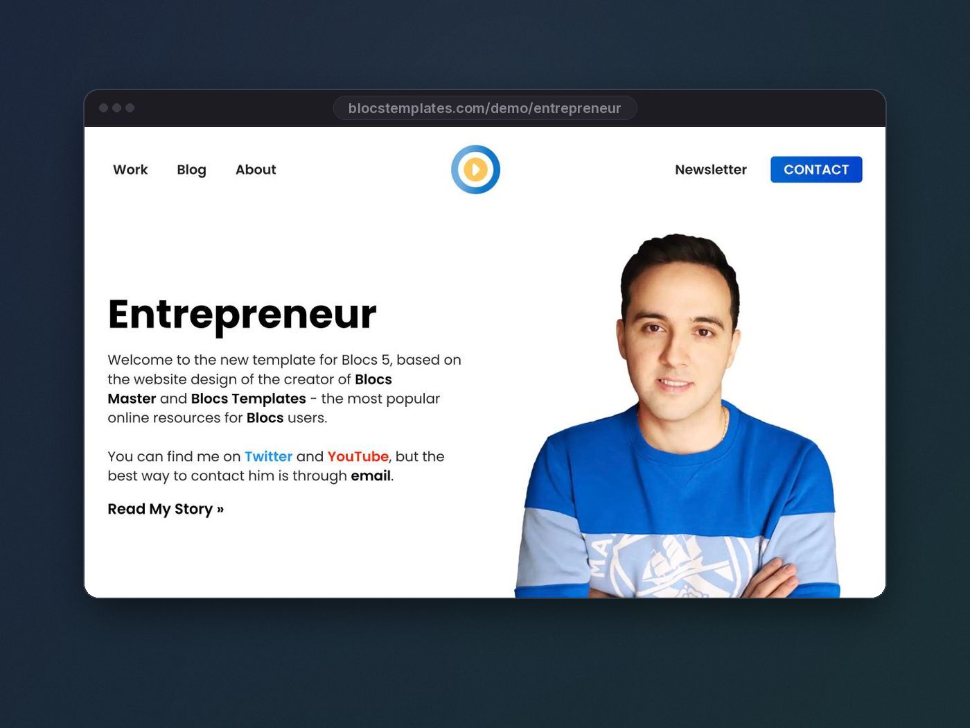 Entrepreneur template for Blocs website builder