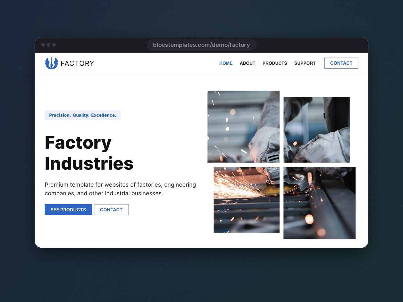 Factory template for Blocs website builder