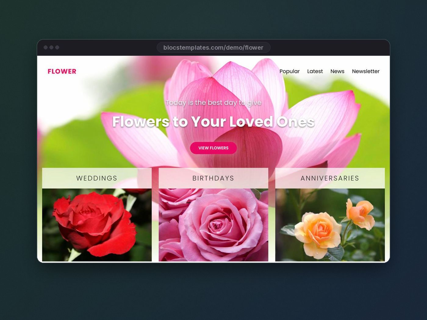 Flower template for Blocs website builder