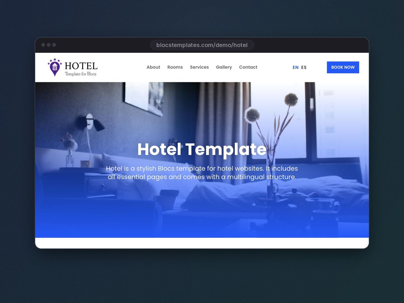 Hotel template for Blocs website builder
