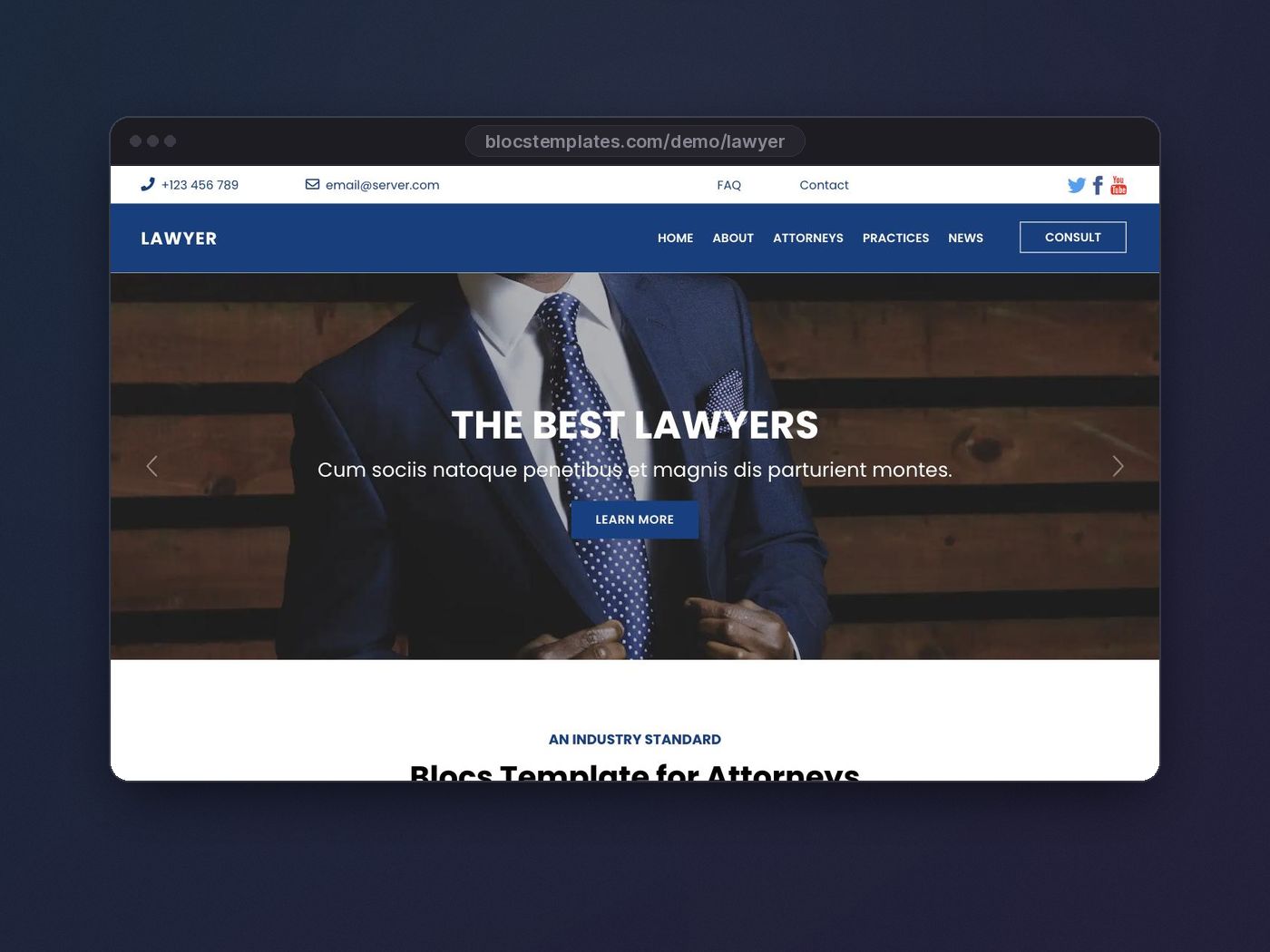 Lawyer template for Blocs website builder