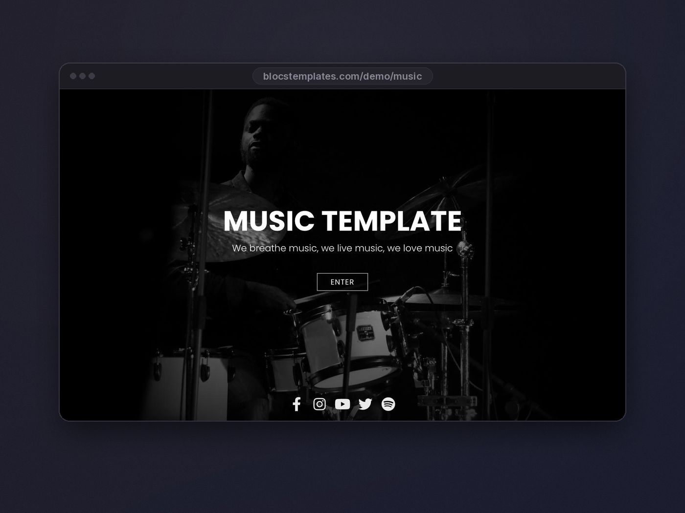 Music template for Blocs website builder