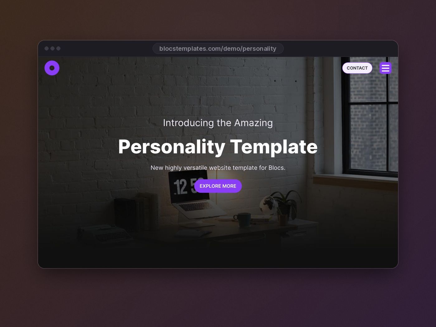 Personality template for Blocs website builder