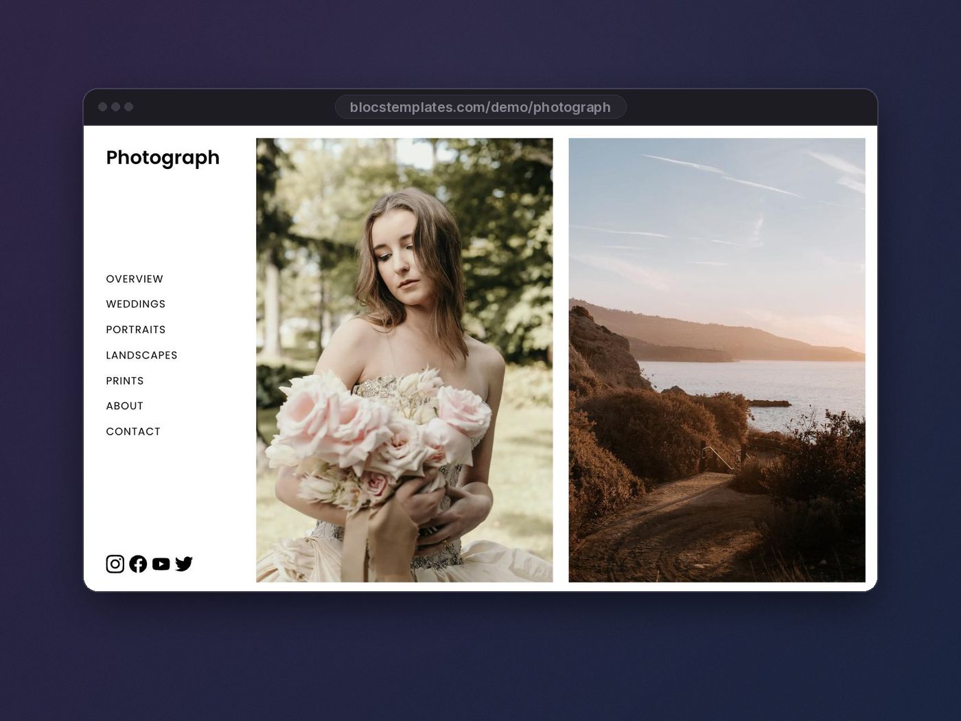 Photograph template for Blocs website builder