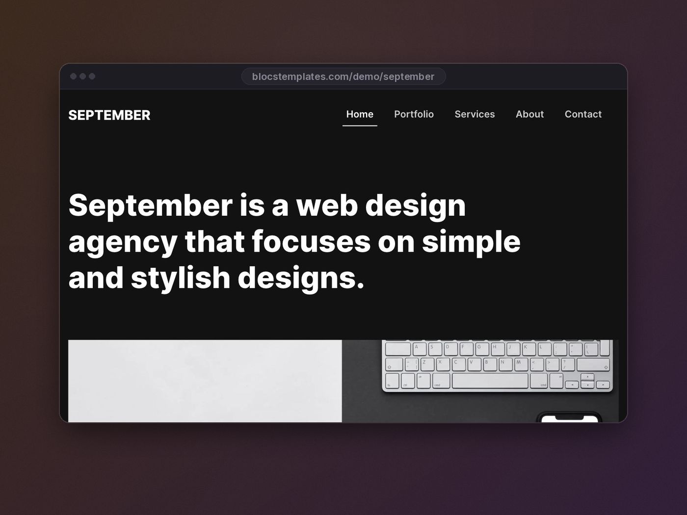 September template for Blocs website builder
