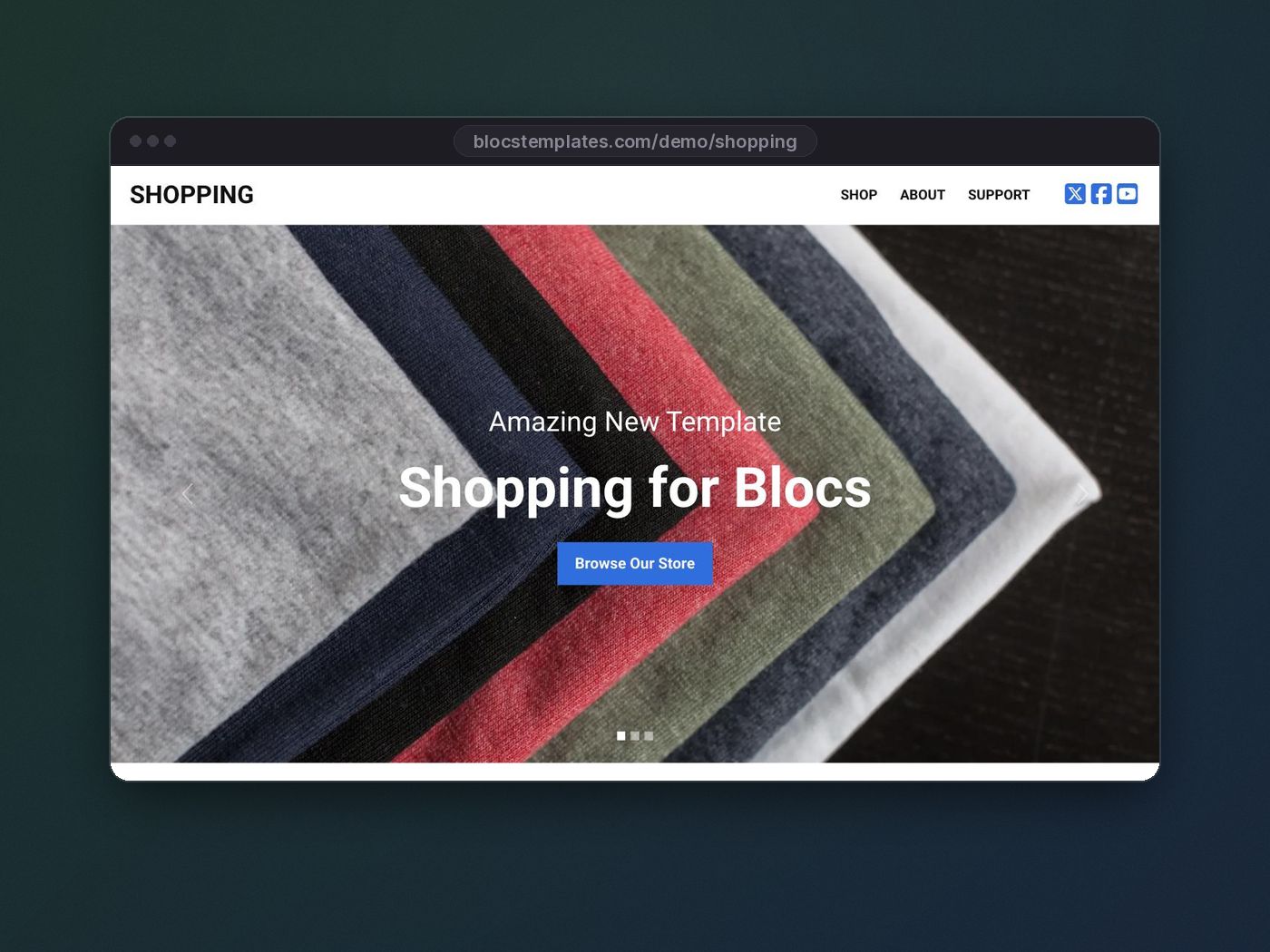 Shopping template for Blocs website builder