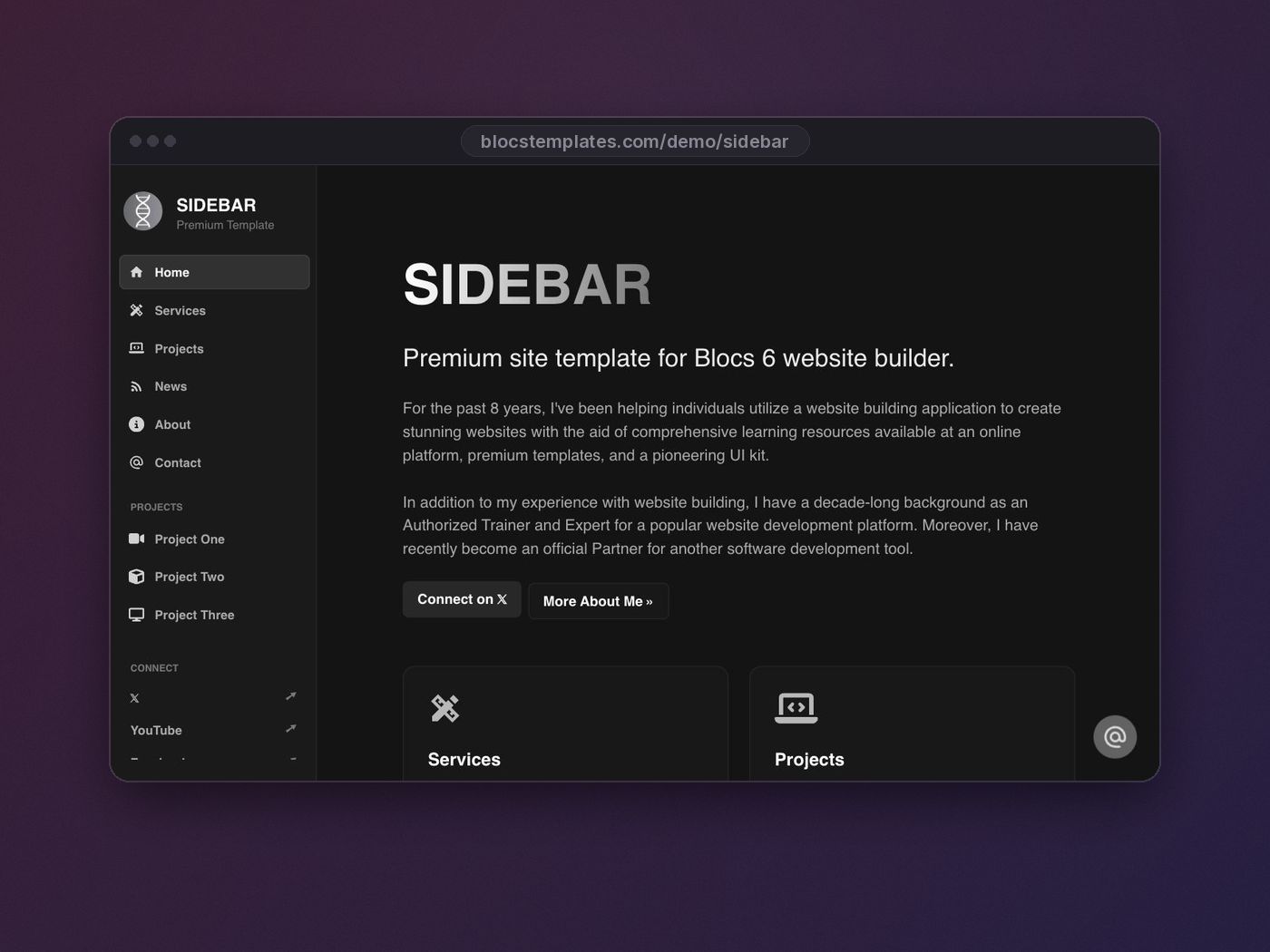 Sidebar template for Blocs