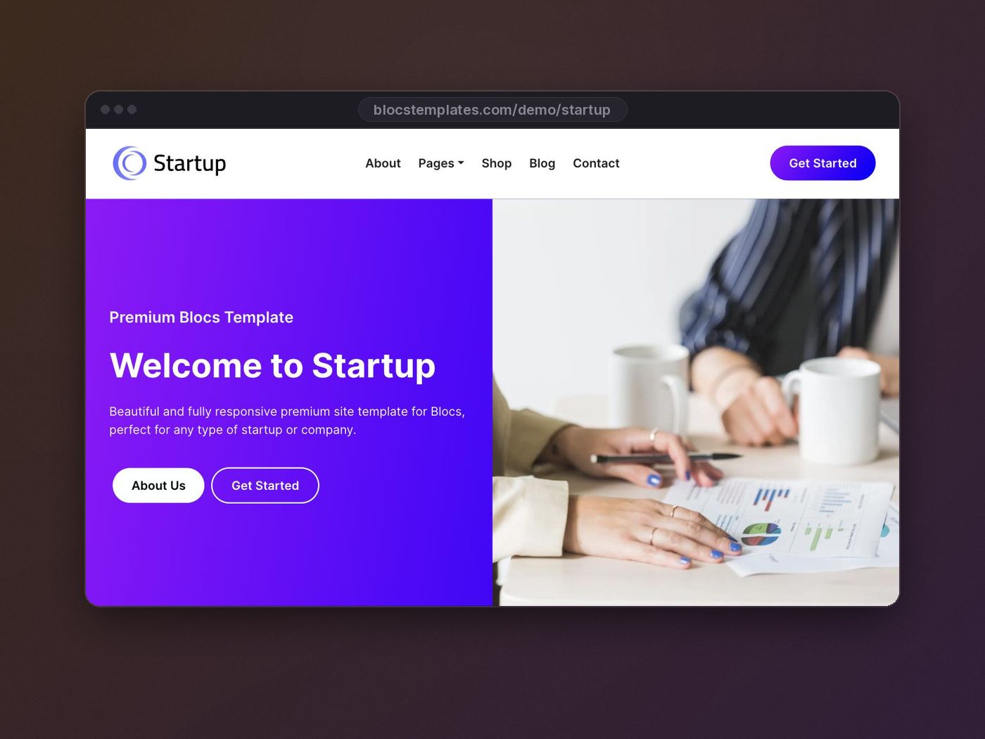Startup template for Blocs website builder