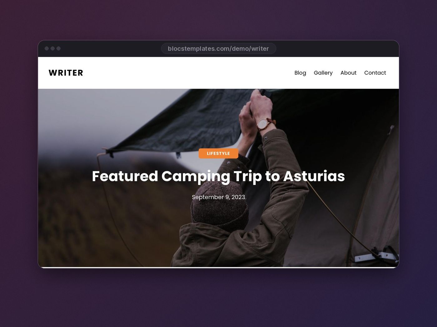 Writer template for Blocs website builder