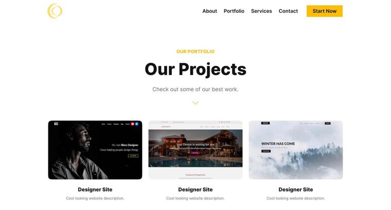 Agency template — Portfolio page