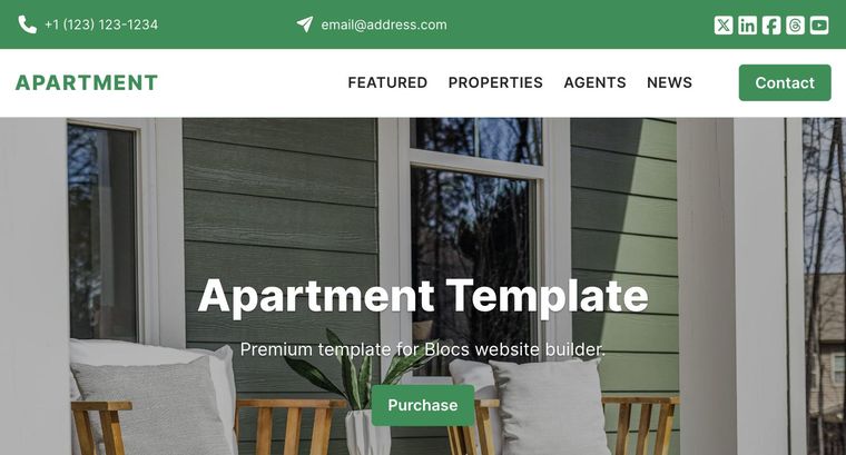 Apartment template — Homepage page