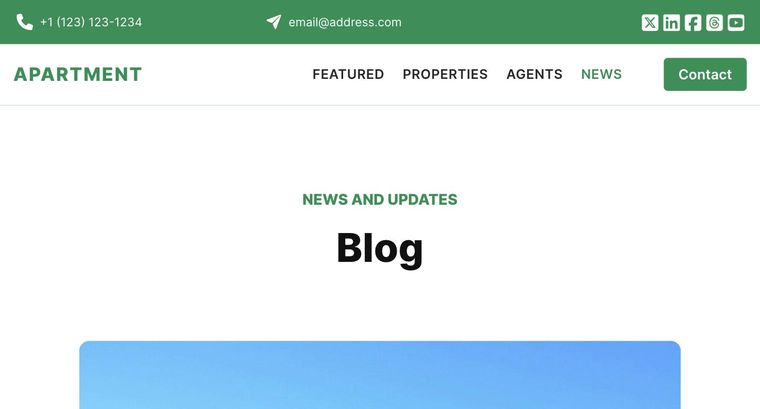 Apartment template — News page
