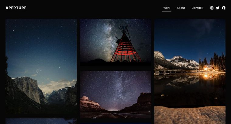 Aperture template — Homepage page