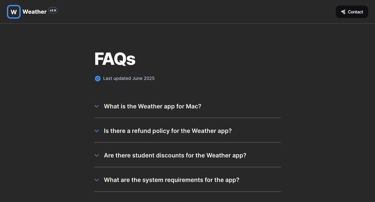 Application template — FAQ page