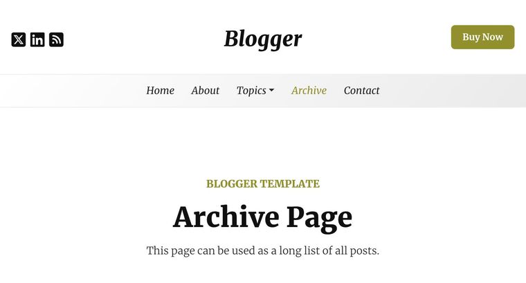 Blogger template — Archive page