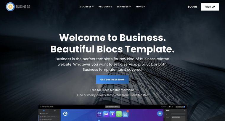 Business template — Homepage page