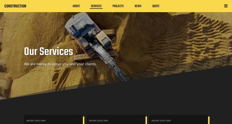 Construction template — Services page