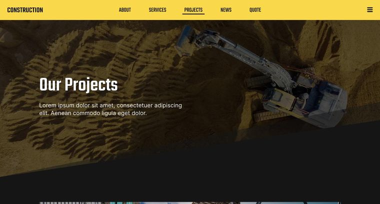 Construction template — Projects page