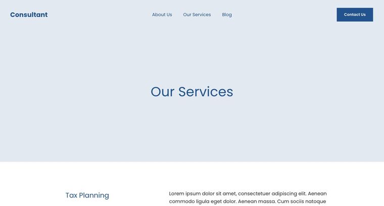 Consultant template — Services page