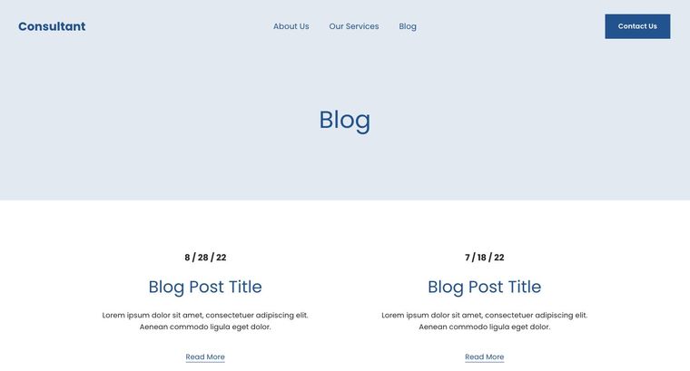 Consultant template — Blog page