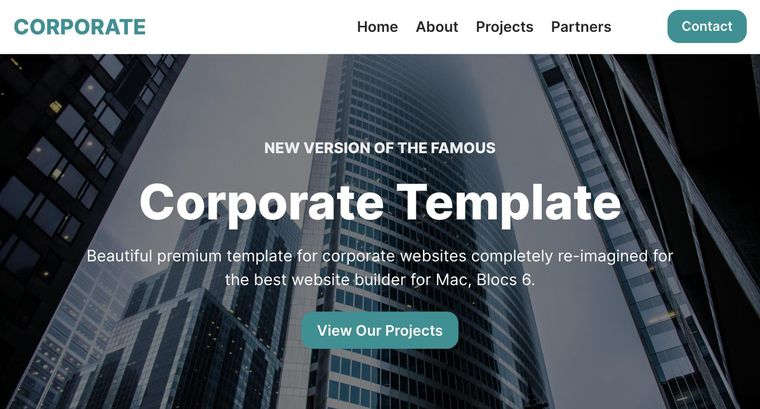 Corporate template — Homepage page