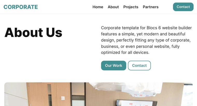 Corporate template — About page