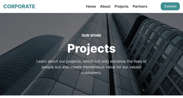 Corporate template — Projects page