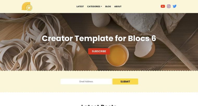 Creator template — Homepage page
