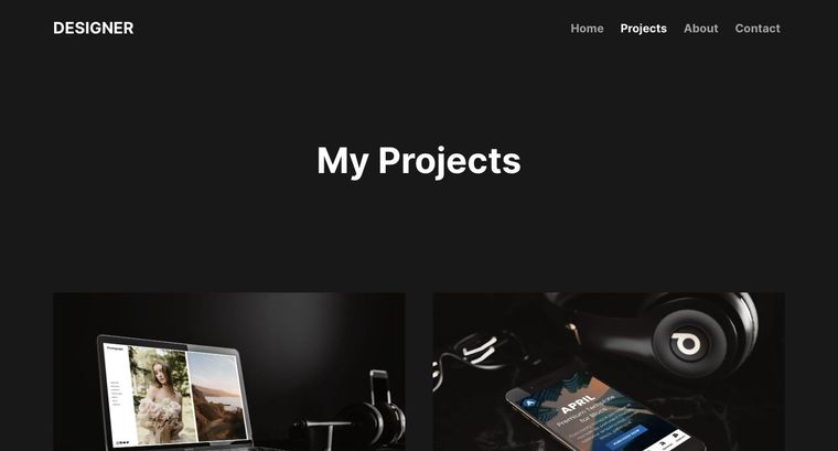 Designer template — Projects page