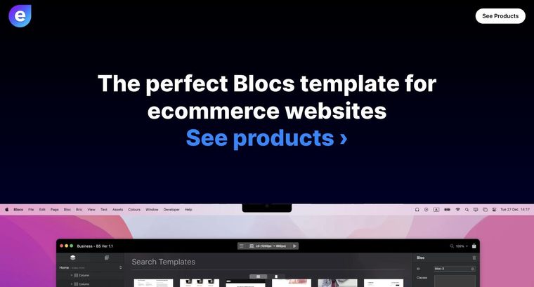 Ecommerce template — Homepage page