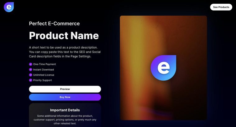 Ecommerce template — Product page
