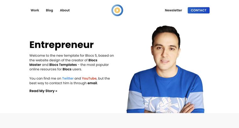 Entrepreneur template — Homepage page