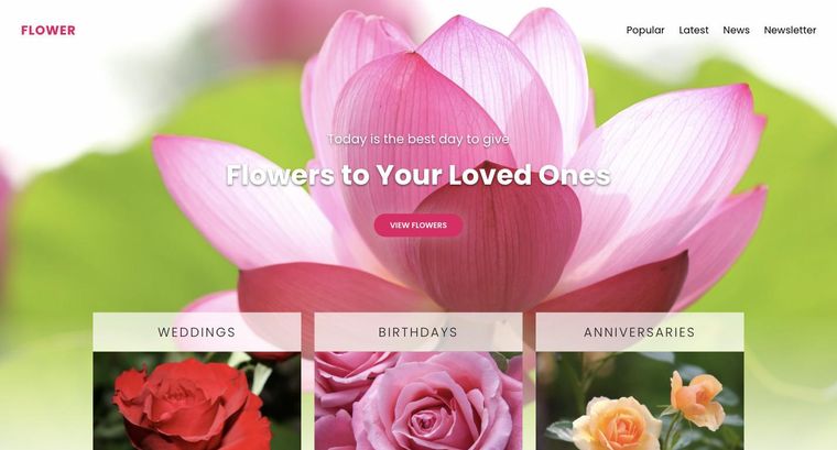 Flower template — Homepage page