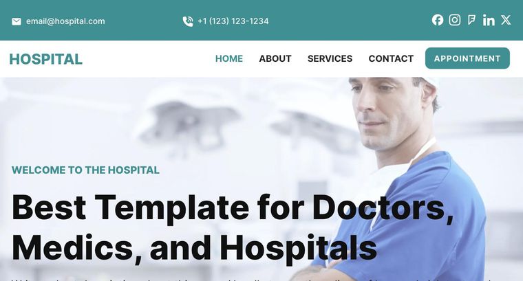Hospital template — Homepage page