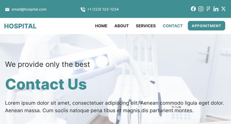 Hospital template — Contact page