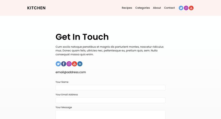 Kitchen template — Contact page