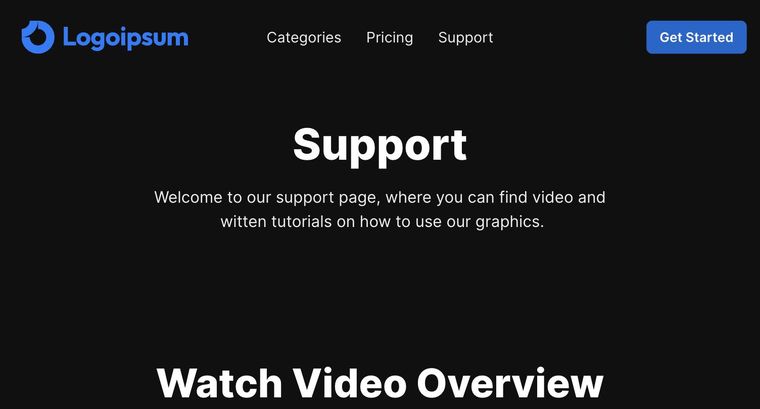 Landing template — Support page
