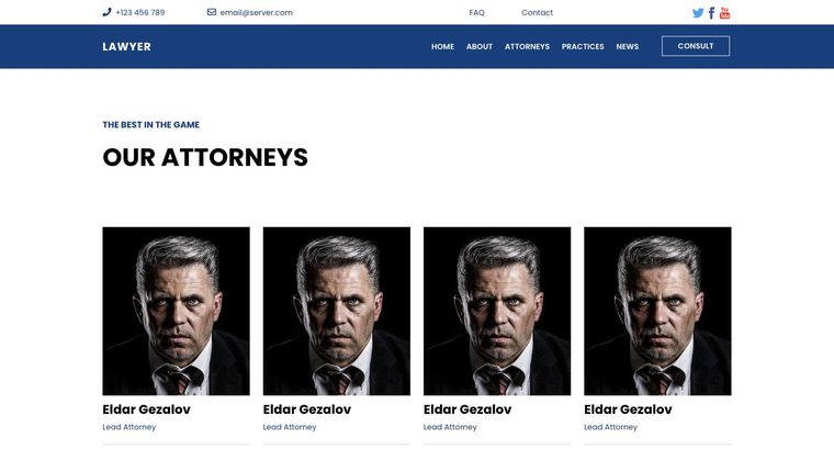 Lawyer template — Attorneys page