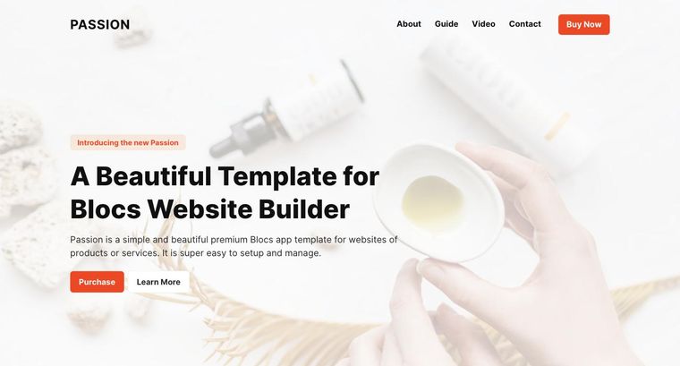 Passion template — Homepage page