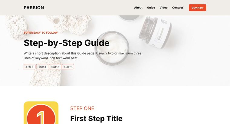 Passion template — Guide page