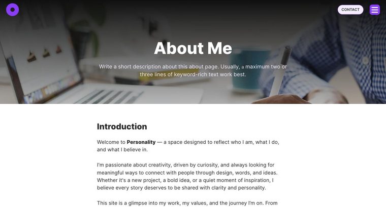 Personality template — About page