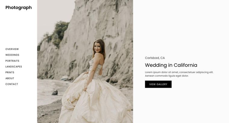 Photograph template — Weddings page