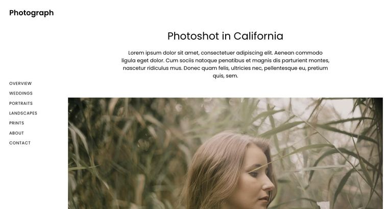 Photograph template — Portraits page