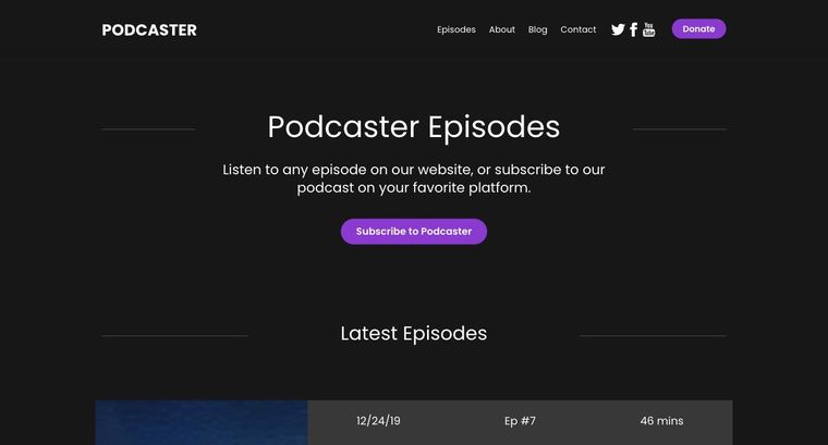 Podcaster template — Episodes page