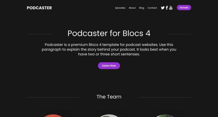 Podcaster template — About page